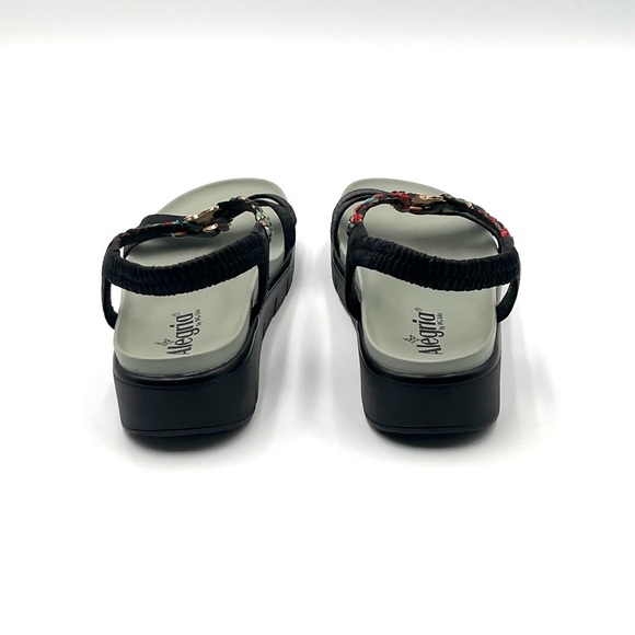 Alegria Roz Sandals Women’s Sz 8 Black Multi Color Vegan Comfort Platform Wedge - Picture 5 of 10